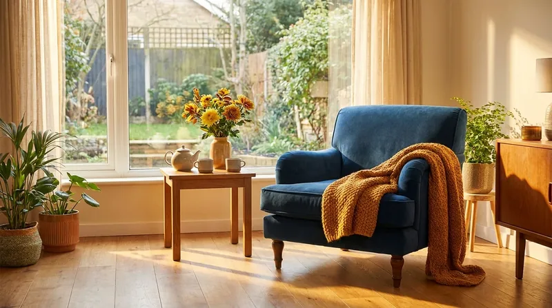 Sunlit sitting room with an armchair and blanket, How to Start a Home Care Agency in Arizona