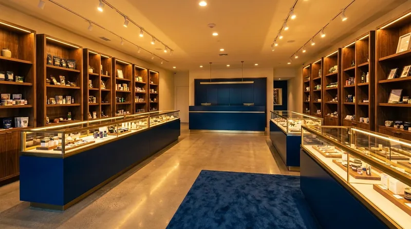 Licensed retail interior with glass display cases, How to Open a Dispensary in Arizona