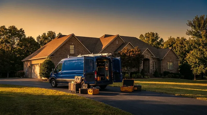 Service van and equipment outside a suburban home, How to Start a Pest Control Business in Arizona