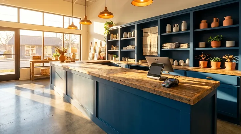 Small shop counter with a card reader, How to Start a Vending Machine Business in Arizona