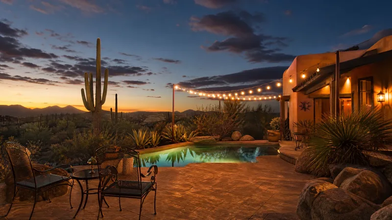 Desert guesthouse patio with string lights at dusk, How to Start a Short-Term Rental in Phoenix