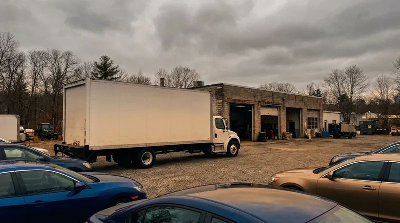 Box truck and cars outside a small auto lot, How to Start a Used Car Dealership in Arizona
